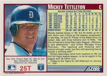 Mickey Tettleton  baseball card collectible - Main Image 2