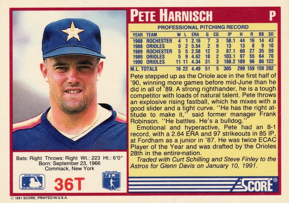Pete Harnisch  baseball card collectible - Main Image 2