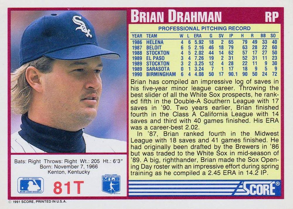 Brian Drahman  baseball card collectible - Main Image 2