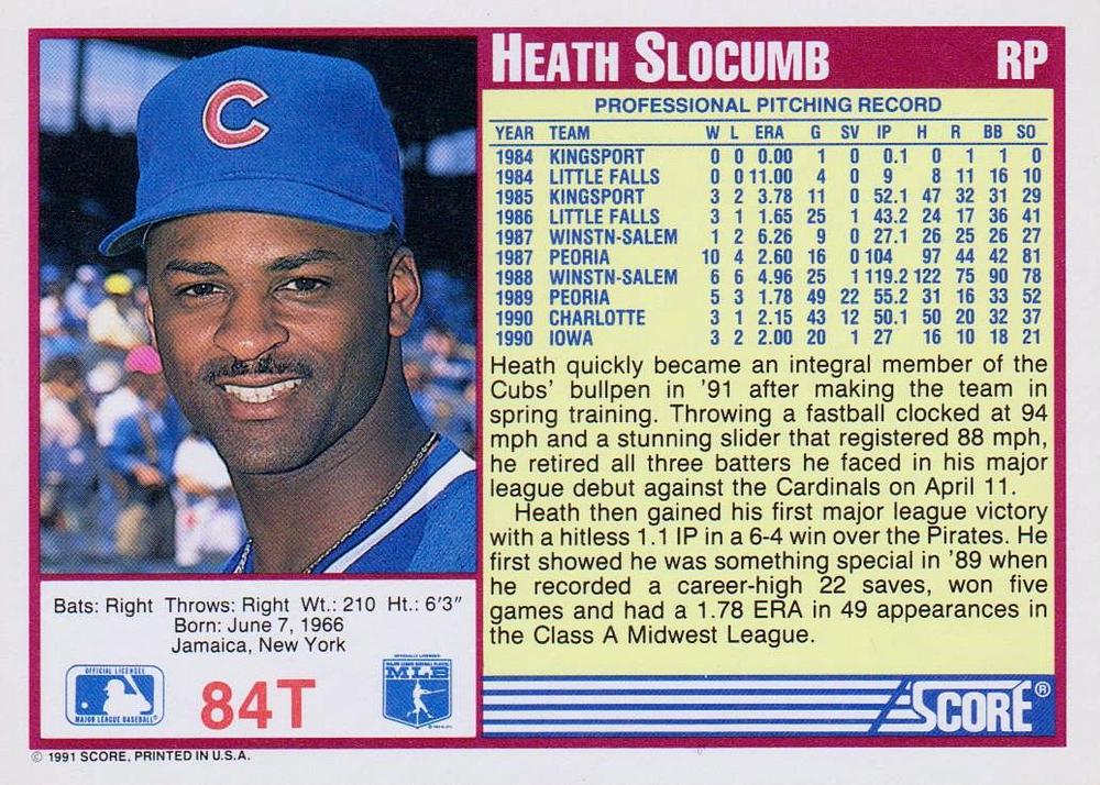 Heathcliff Slocumb  baseball card collectible - Main Image 2