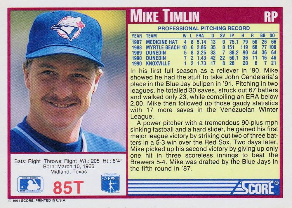 Mike Timlin  baseball card collectible - Main Image 2