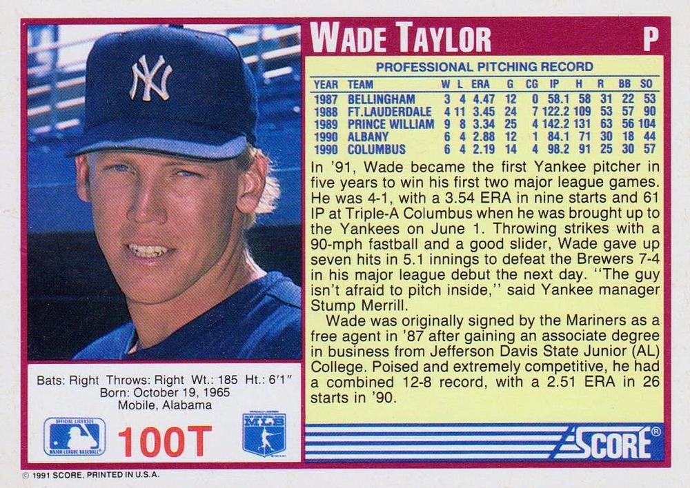 Wade Taylor  baseball card collectible - Main Image 2