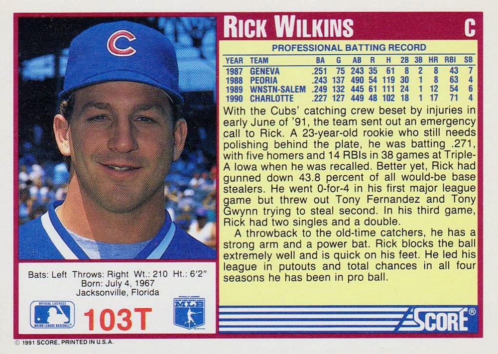 Rick Wilkins  baseball card collectible - Main Image 2