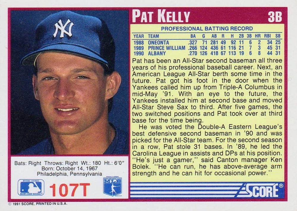 Pat Kelly  baseball card collectible - Main Image 2