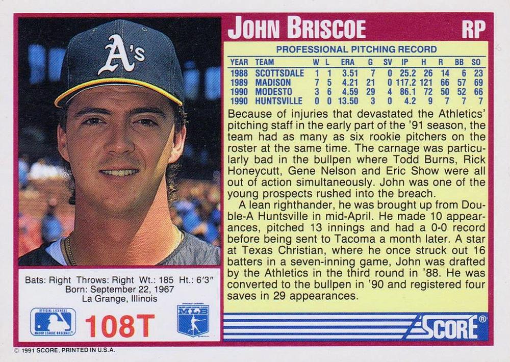 John Briscoe  baseball card collectible - Main Image 2