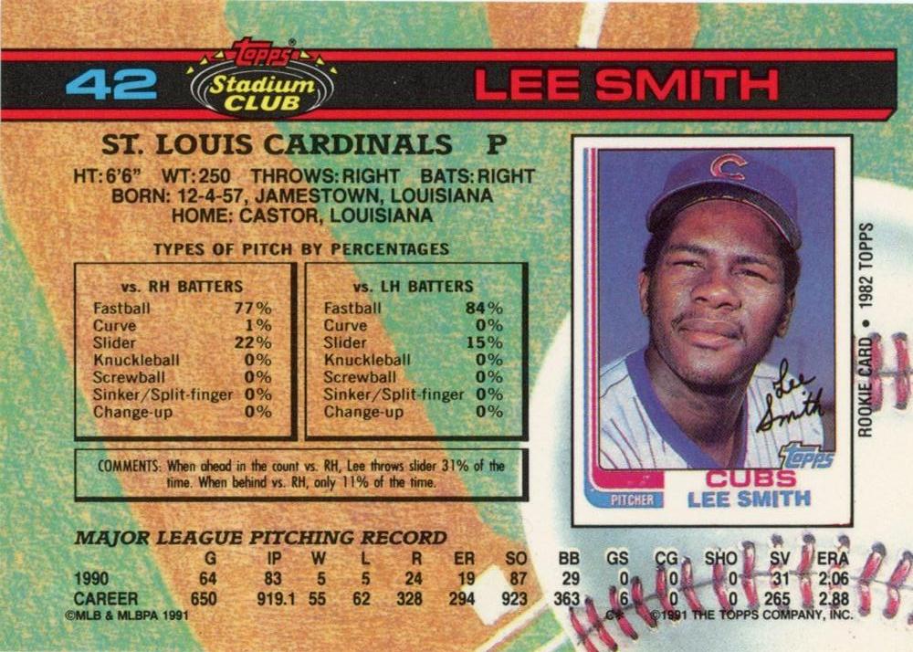 Lee Smith  baseball card collectible - Main Image 2