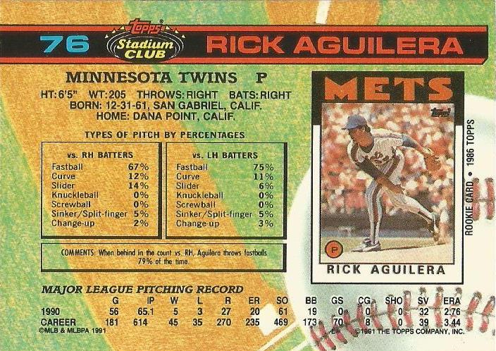 Rick Aguilera  baseball card collectible - Main Image 2