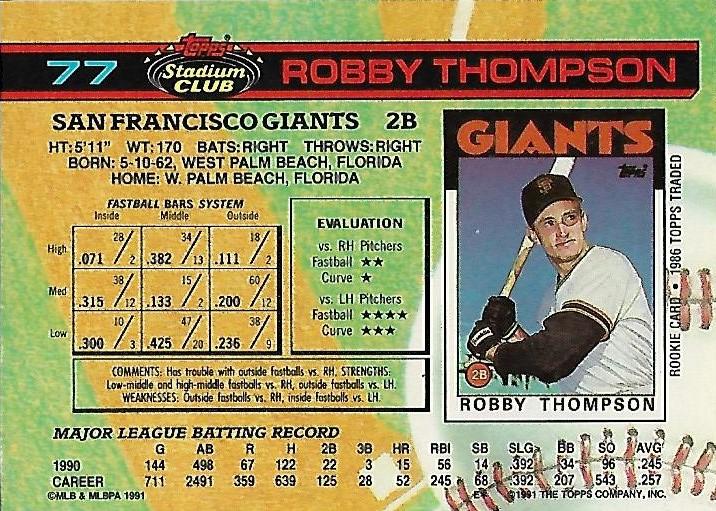 Robby Thompson  baseball card collectible - Main Image 2