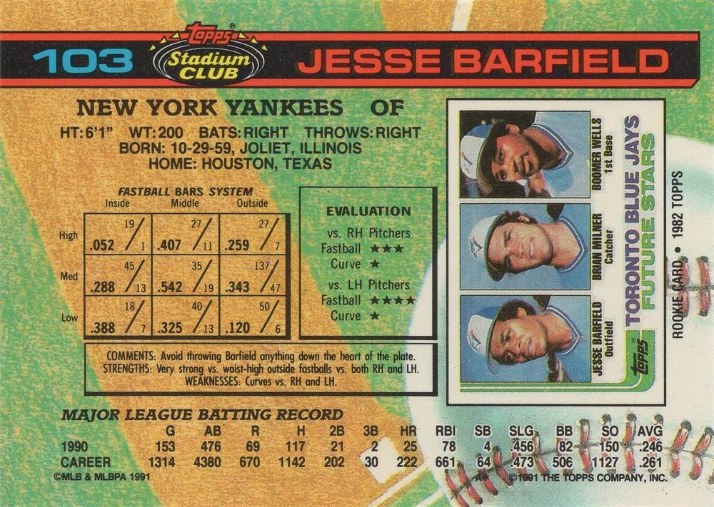 Jesse Barfield  baseball card collectible - Main Image 2