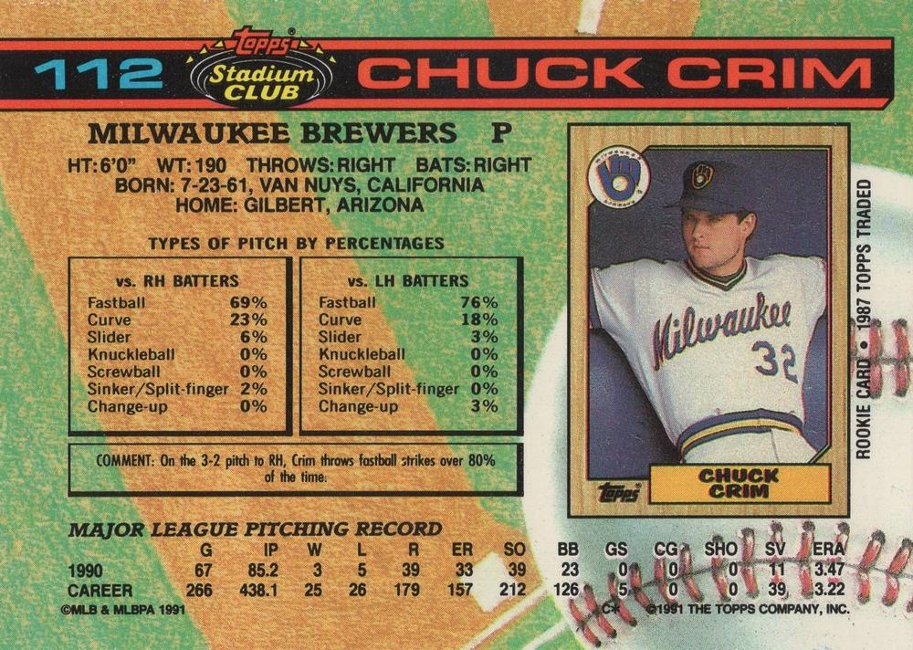 Chuck Crim  baseball card collectible - Main Image 2