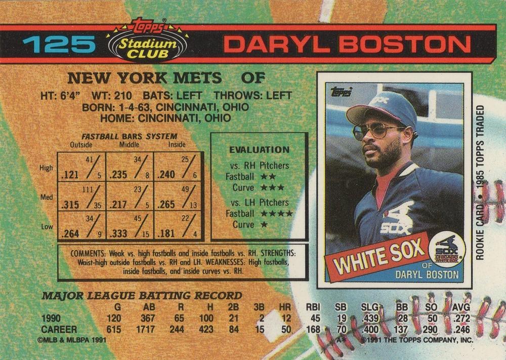 Daryl Boston  baseball card collectible - Main Image 2