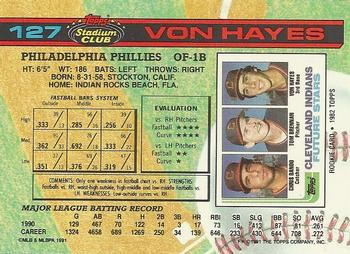 Von Hayes  baseball card collectible - Main Image 2