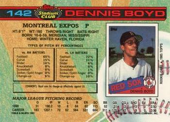 Dennis Boyd  baseball card collectible - Main Image 2