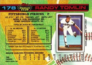 Randy Tomlin  baseball card collectible - Main Image 2