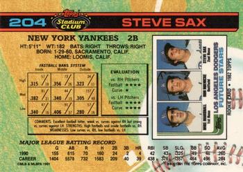 Steve Sax  baseball card collectible - Main Image 2