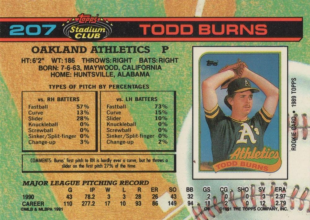 Todd Burns  baseball card collectible - Main Image 2