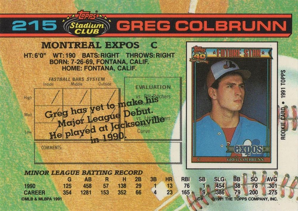 Greg Colbrunn  baseball card collectible - Main Image 2