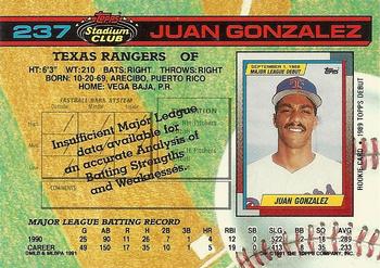 Juan Gonzalez  baseball card collectible - Main Image 2
