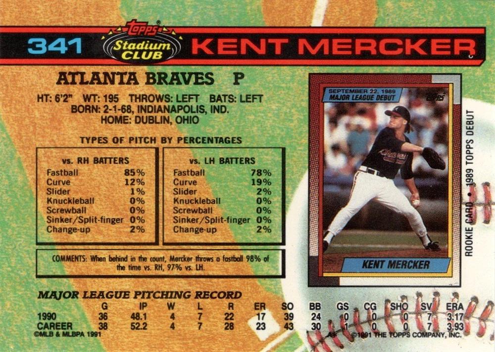 Kent Mercker  baseball card collectible - Main Image 2