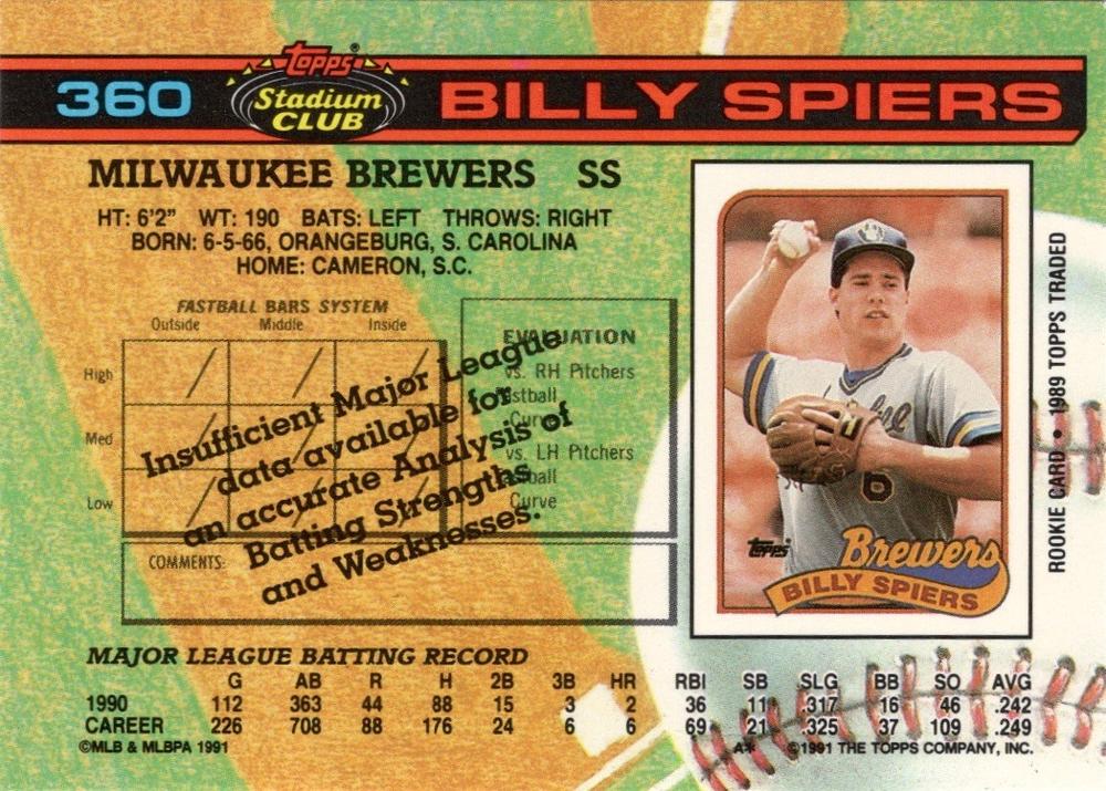 Bill Spiers  baseball card collectible - Main Image 2