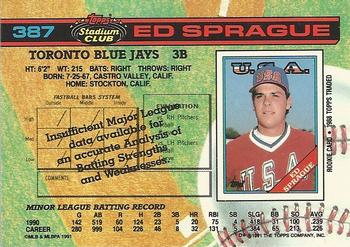 Ed Sprague  baseball card collectible - Main Image 2
