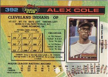 Alex Cole  baseball card collectible - Main Image 2
