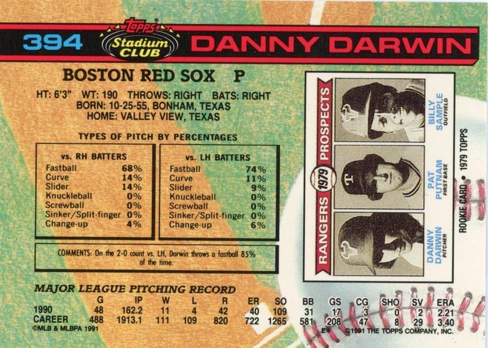 Danny Darwin  baseball card collectible - Main Image 2