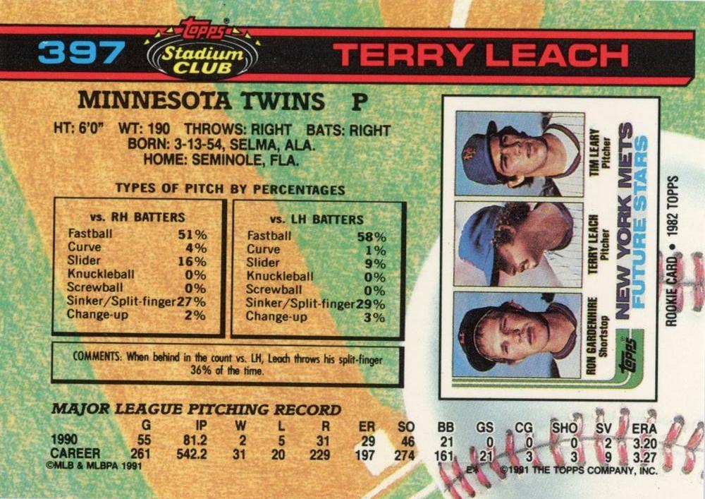 Terry Leach  baseball card collectible - Main Image 2