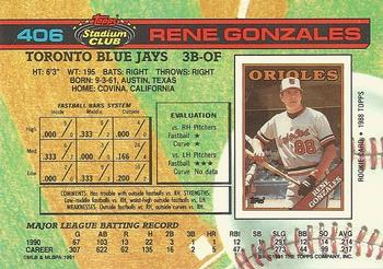 Rene Gonzales  baseball card collectible - Main Image 2