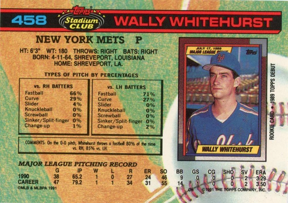 Wally Whitehurst  baseball card collectible - Main Image 2