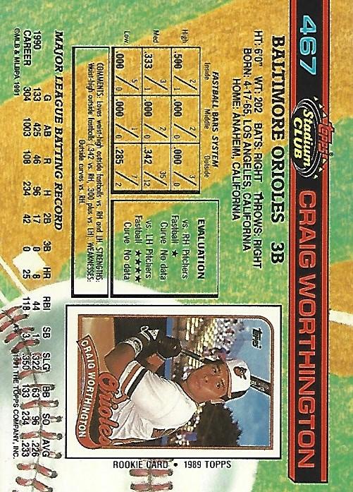 Craig Worthington  baseball card collectible - Main Image 2