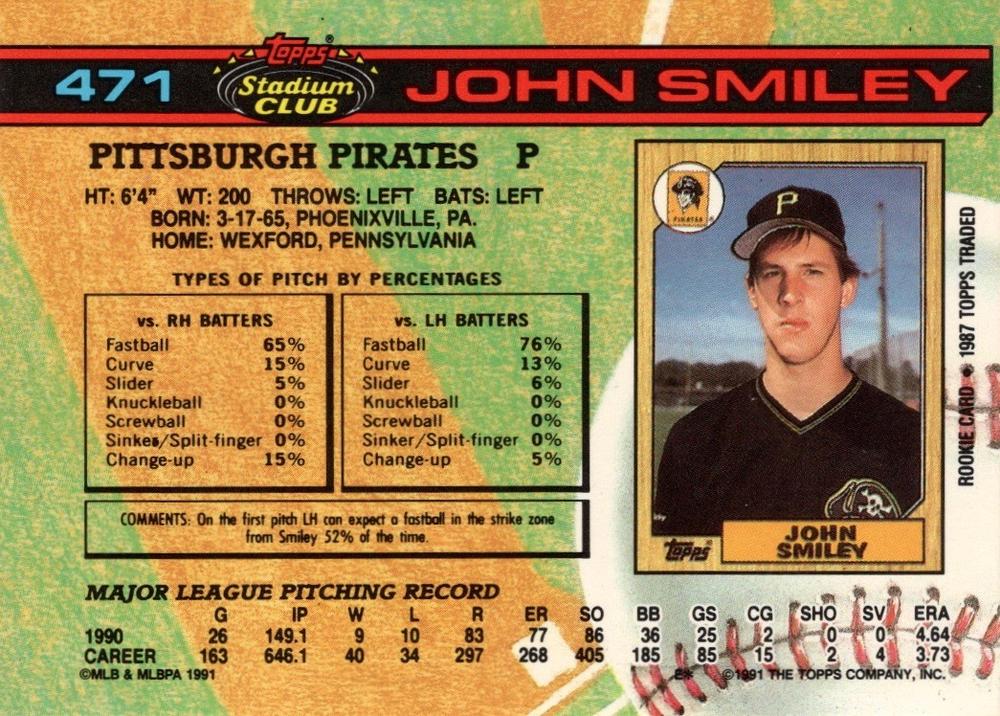 John Smiley  baseball card collectible - Main Image 2