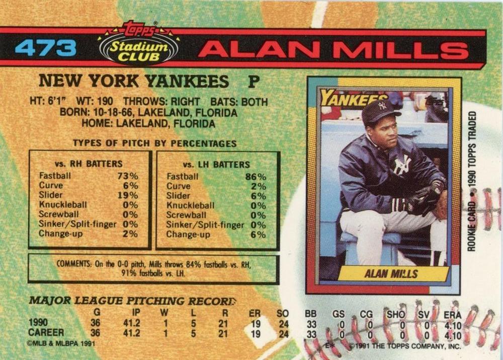 Alan Mills  baseball card collectible - Main Image 2