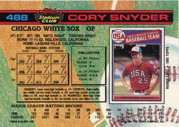 Cory Snyder  baseball card collectible - Main Image 2