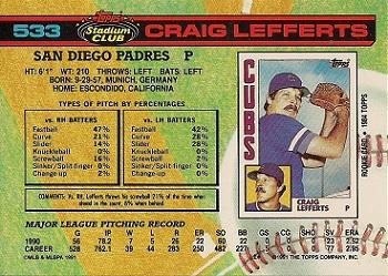 Craig Lefferts  baseball card collectible - Main Image 2