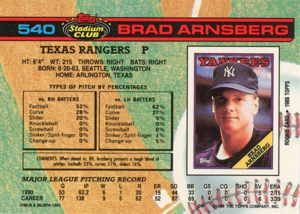 Brad Arnsberg  baseball card collectible - Main Image 2