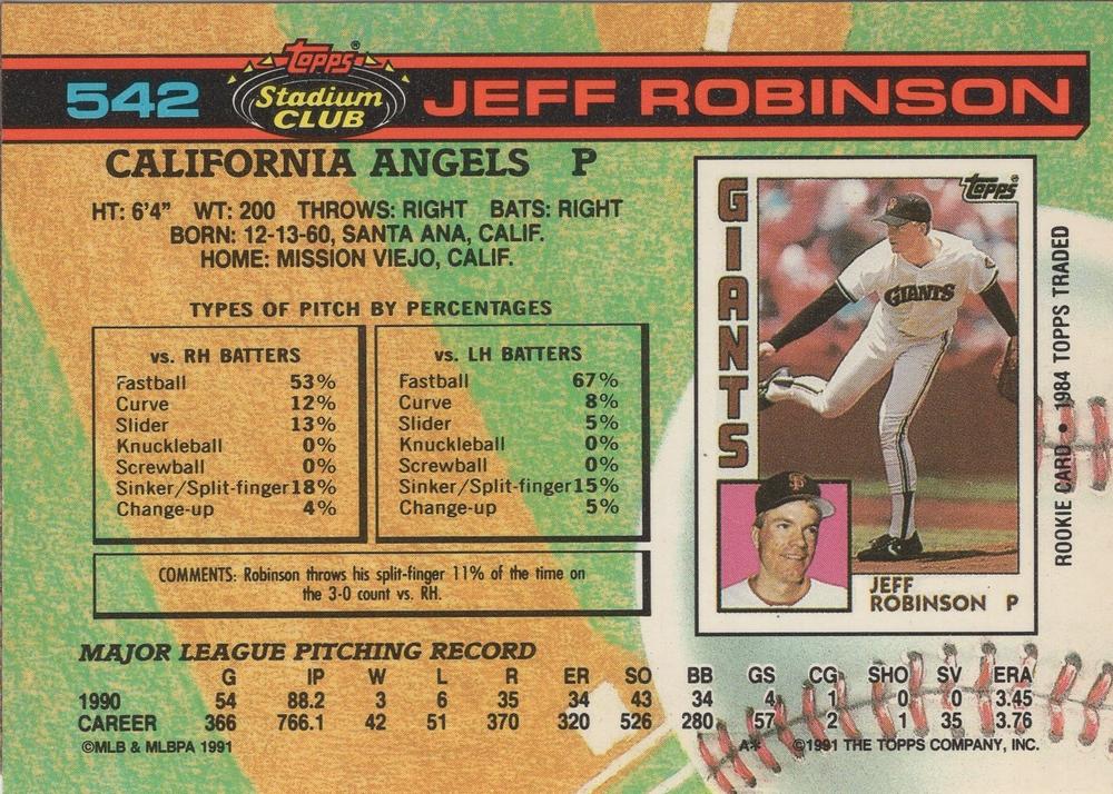 Jeff Robinson  baseball card collectible - Main Image 2