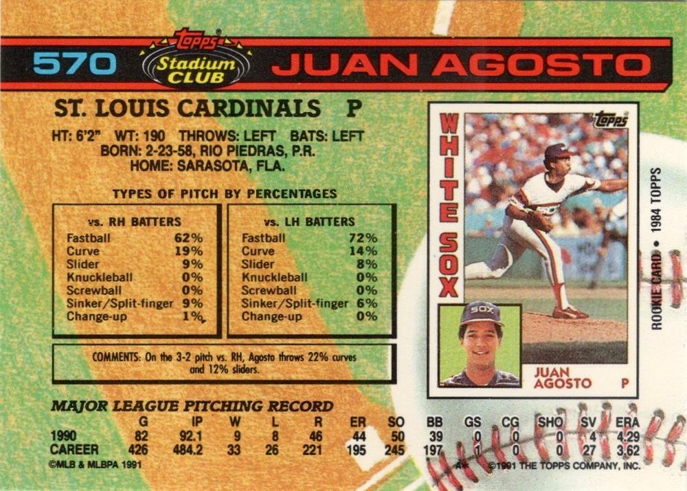 Juan Agosto  baseball card collectible - Main Image 2