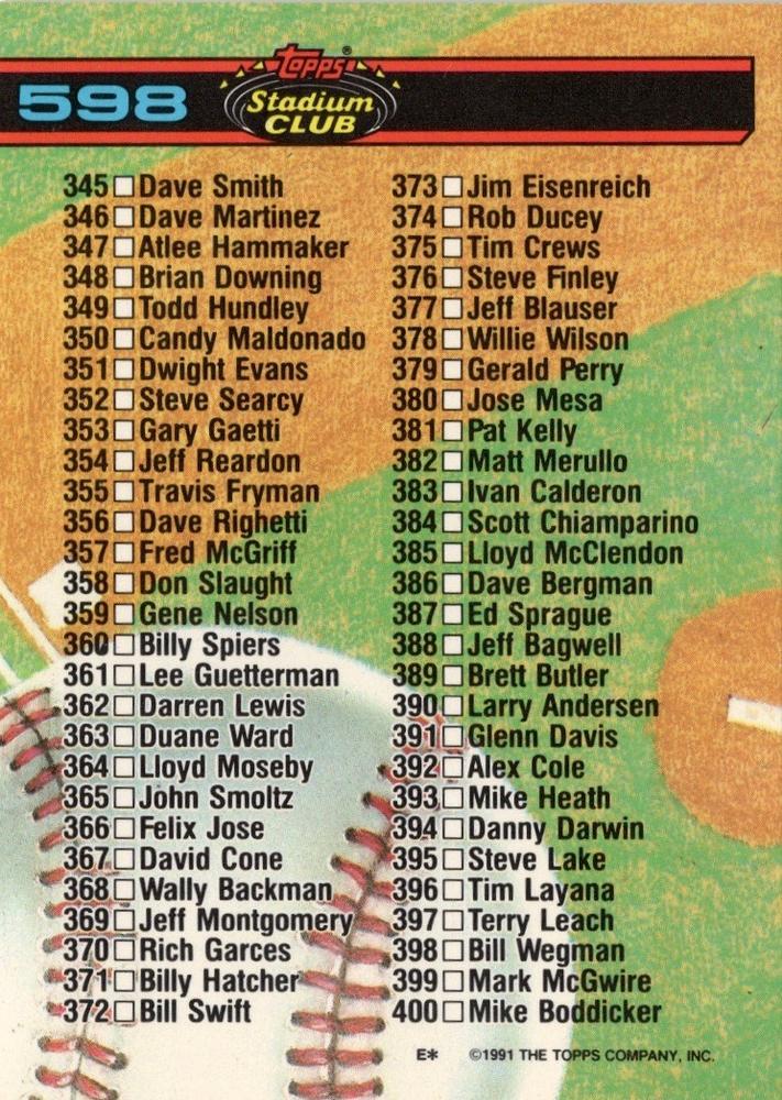 Checklist: 301-400  baseball card collectible - Main Image 2
