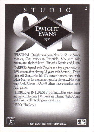 Dwight Evans  baseball card collectible - Main Image 2