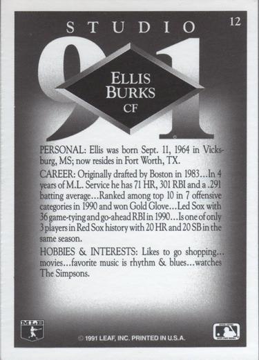 Ellis Burks  baseball card collectible - Main Image 2