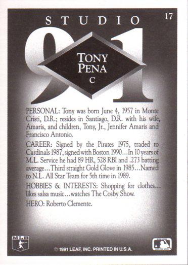Tony Pena  baseball card collectible - Main Image 2