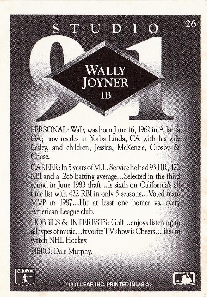 Wally Joyner  baseball card collectible - Main Image 2