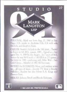 Mark Langston  baseball card collectible - Main Image 2