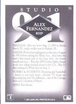 Alex Fernandez  baseball card collectible - Main Image 2
