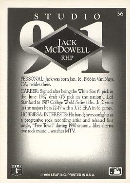 Jack McDowell  baseball card collectible - Main Image 2