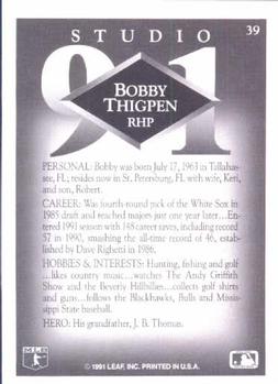 Bobby Thigpen  baseball card collectible - Main Image 2
