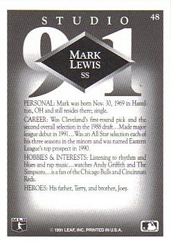 Mark Lewis  baseball card collectible - Main Image 2