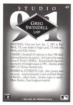 Greg Swindell  baseball card collectible - Main Image 2