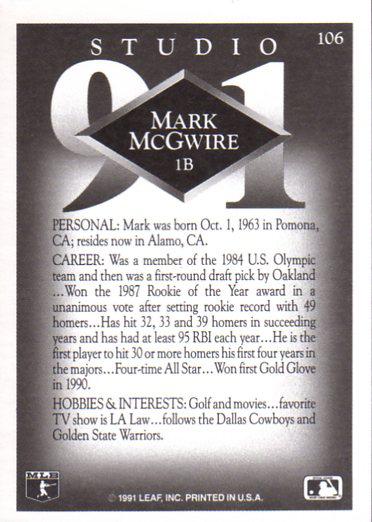 Mark McGwire  baseball card collectible - Main Image 2